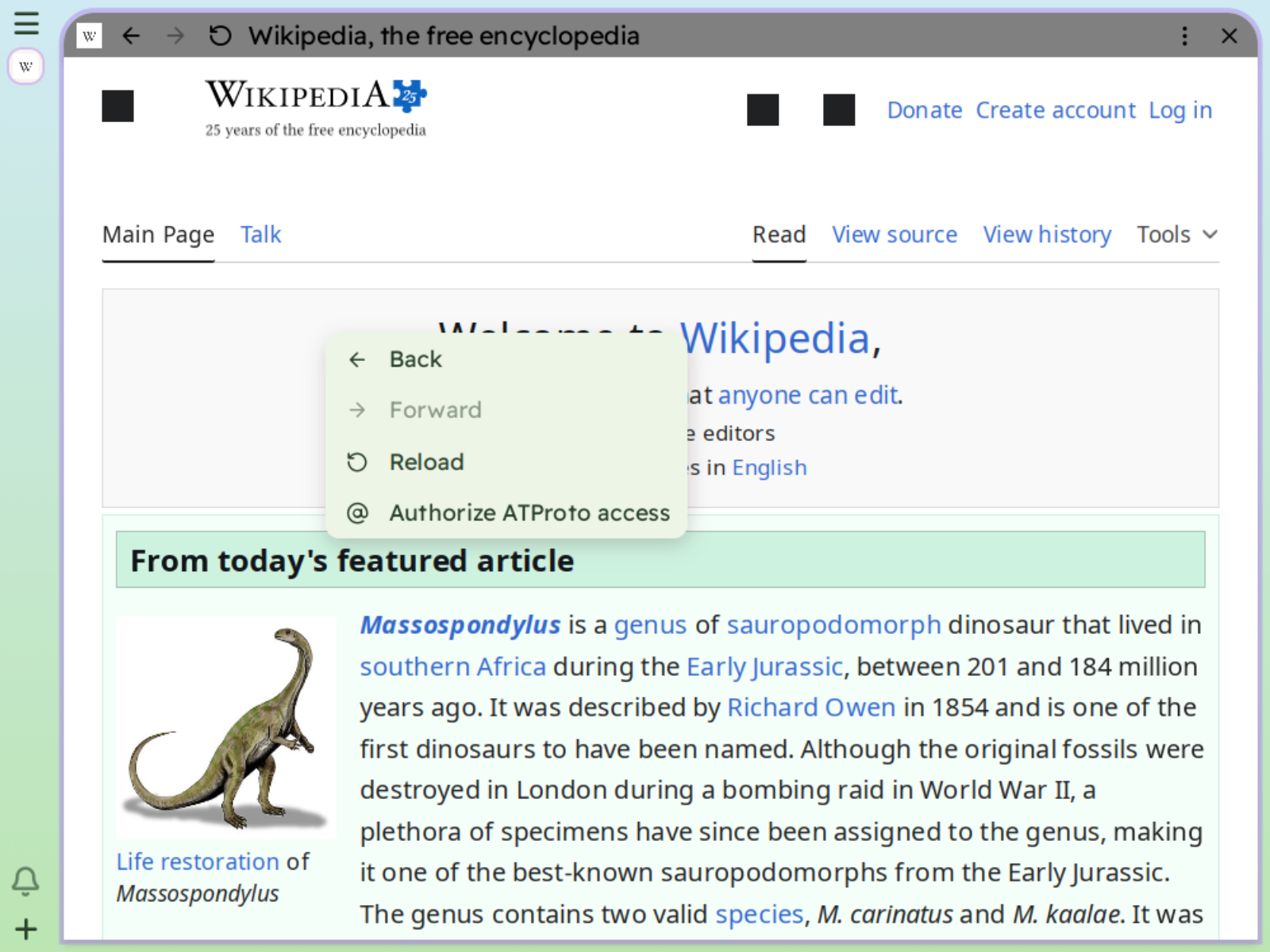 context menu with the new atproto authorization item